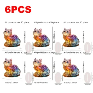 1-6PCS 2D Cat Acrylic Ornaments