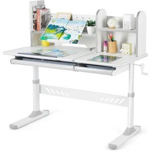 Adjustable Kids Desk with Hutch and Drawers